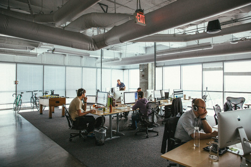 people working in an open space