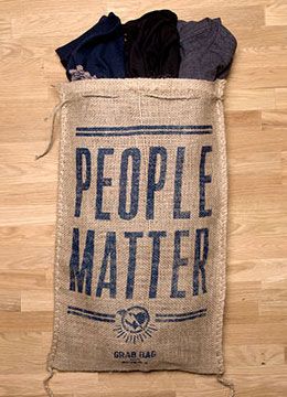 people matter sack with shirts