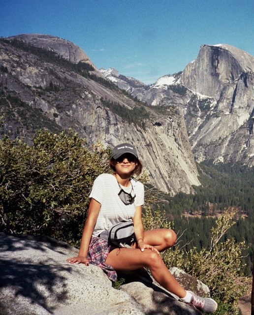 Girl wearing custom hat in Yosemite National Park