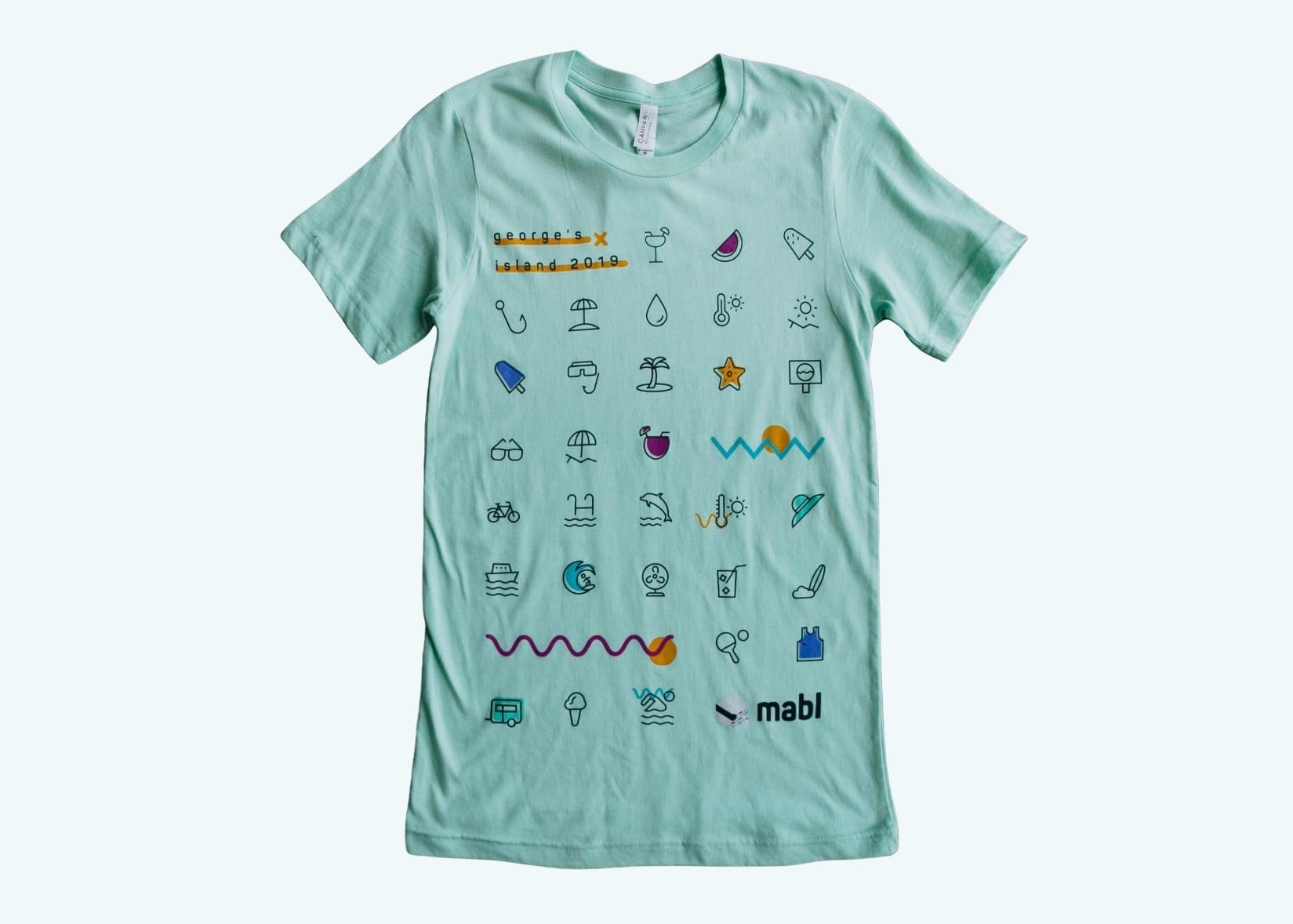 green shirt with full front graphics 