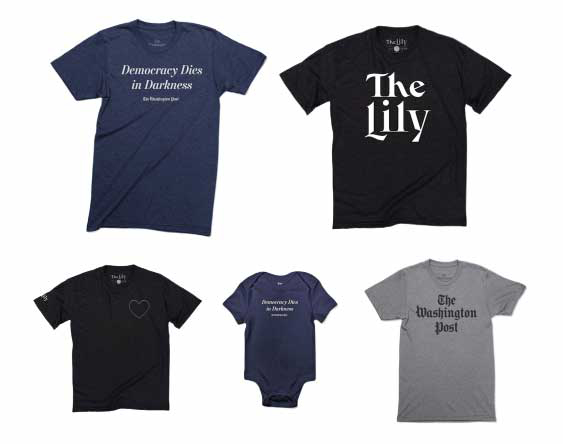 five The Washington Post shirt mockups 