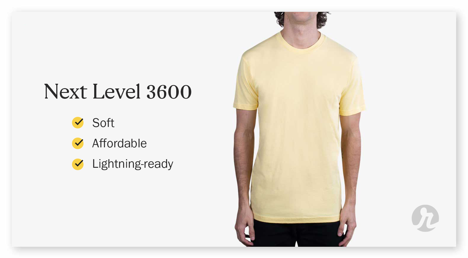 Man wearing yellow Next Level 3600 shirt