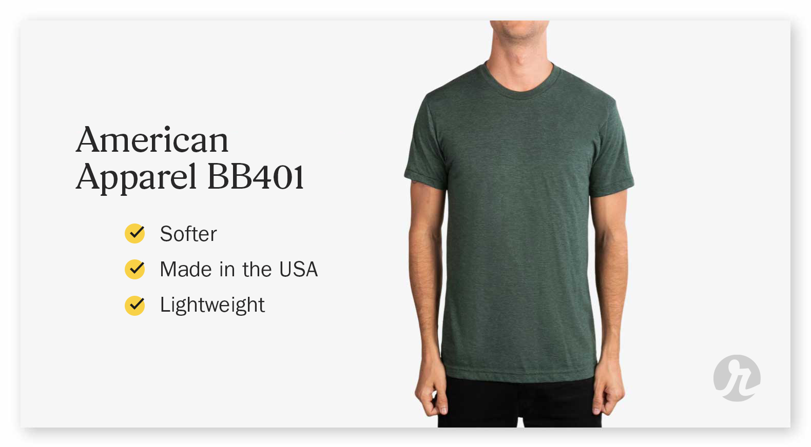 A man wearing a green American Apparel BB401 shirt