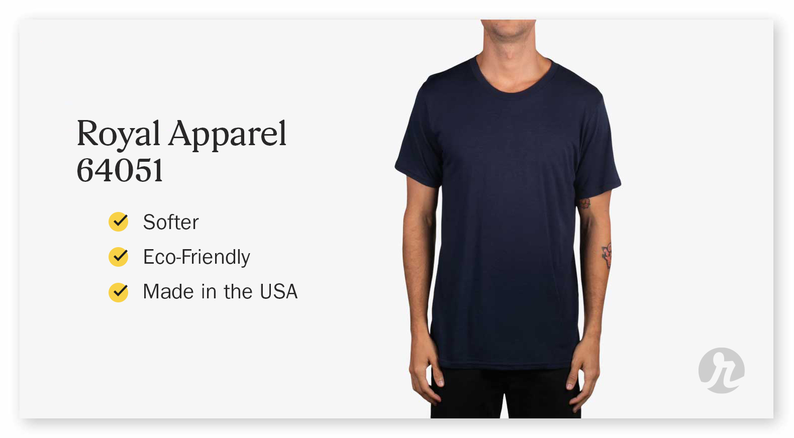 A man wearing a dark blue Royal Apparel 64051 shirt